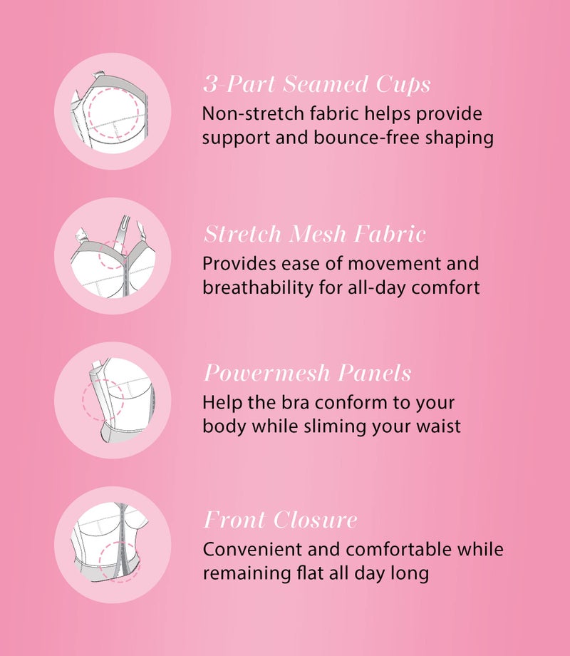 Exquisite Form womens Exquisite Form Fully Women's Front Close Longline Posture #5107530 Bra, Beige, 38B US - Image 3
